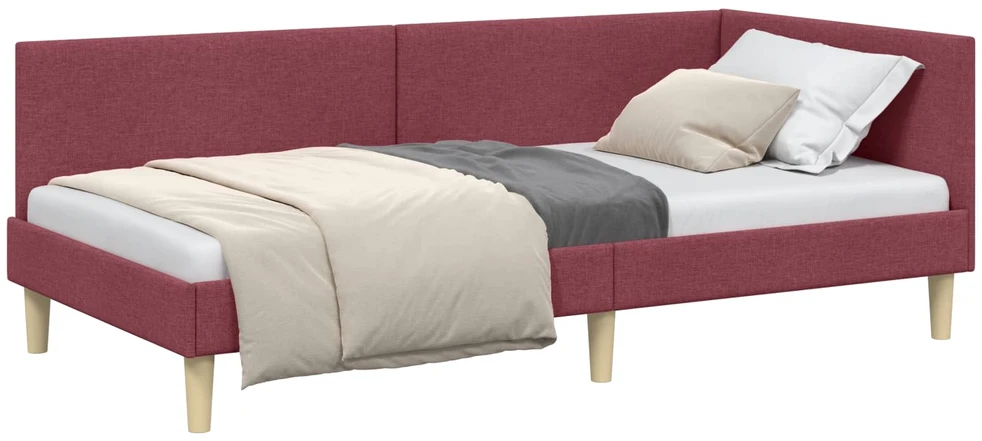 Lova Kampinė lovos konstrukcija Vyno raudona 90 cm x 200 cm