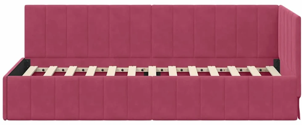 Lova Kampinė lovos konstrukcija Vyno raudona 80 cm x 200 cm Aksomas