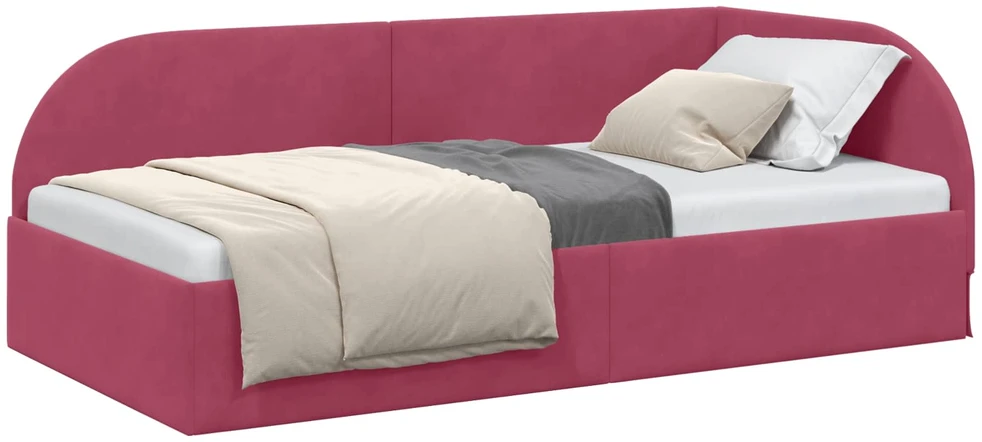 Lova Kampinė lovos konstrukcija Vyno raudona 80 cm x 200 cm Aksomas