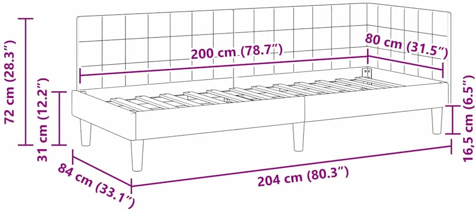 Lova Kampinė lovos konstrukcija Vyno raudona 80 cm x 200 cm Aksomas