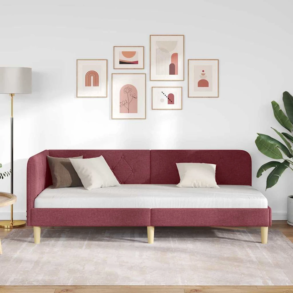 Lova Kampinė lovos konstrukcija Vyno raudona 80 x 200 cm audinys