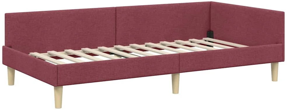Lova Kampinė lovos konstrukcija Vyno raudona 100 x 200 cm audinys