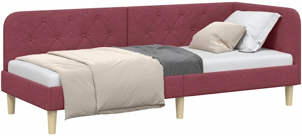 Lova Kampinė lovos konstrukcija Vyno raudona 80 x 200 cm audinys