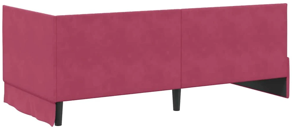 Lova Kampinė lovos konstrukcija Vyno raudona 90 cm x 200 cm Aksomas