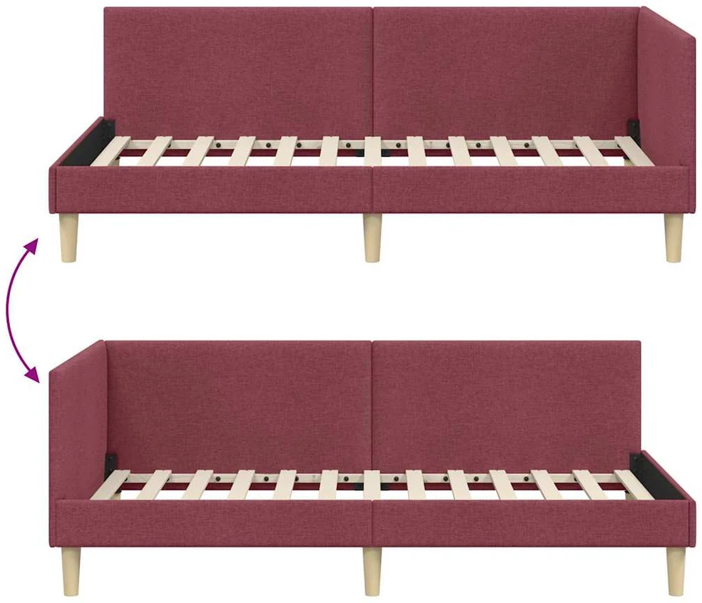 Lova Kampinė lovos konstrukcija Vyno raudona 100 cm x 200 cm