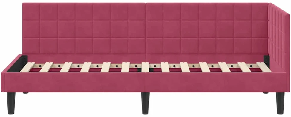 Lova Kampinė lovos konstrukcija Vyno raudona 80 cm x 200 cm Aksomas