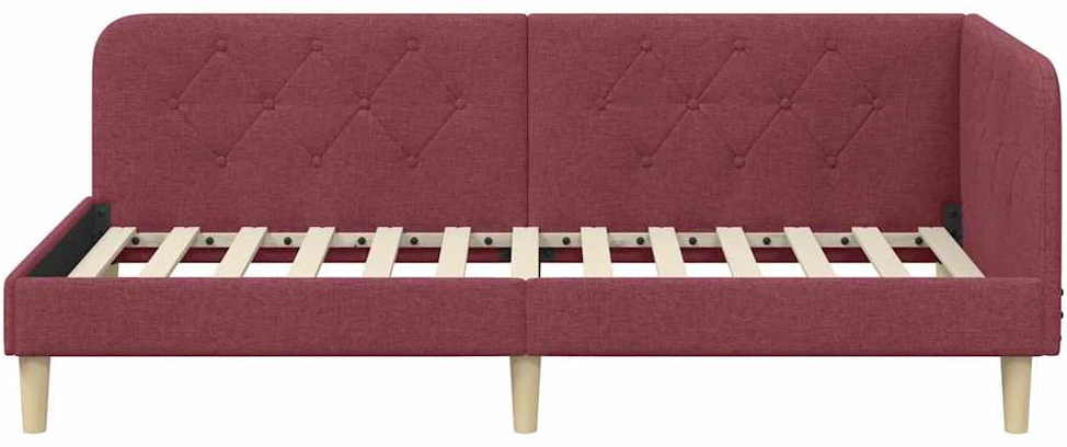 Lova Kampinė lovos konstrukcija Vyno raudona 100 x 200 cm audinys