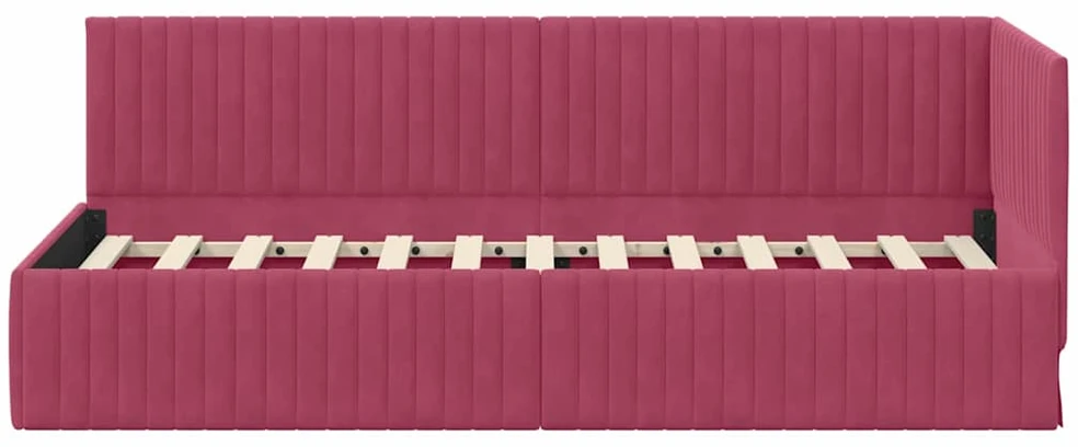 Lova Kampinė lovos konstrukcija Vyno raudona 80 cm x 200 cm Aksomas