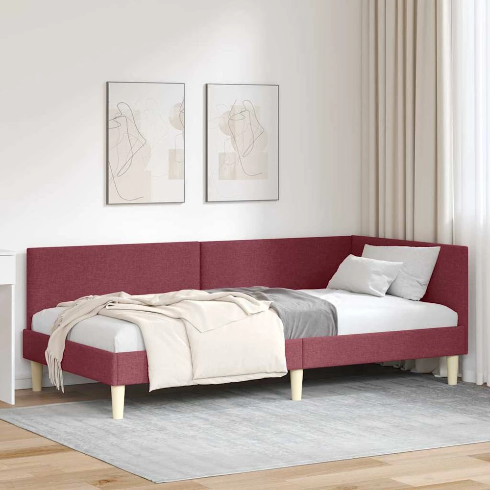 Lova Kampinė lovos konstrukcija Vyno raudona 100 cm x 200 cm