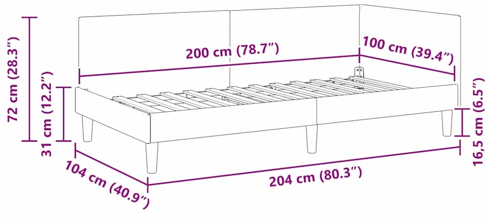 Lova Kampinė lovos konstrukcija Vyno raudona 100 cm x 200 cm