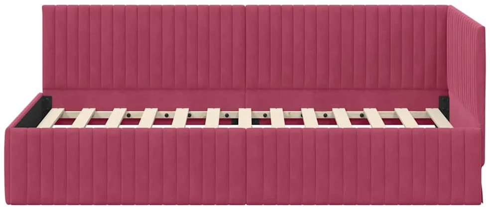 Lova Kampinė lovos konstrukcija Vyno raudona 90 cm x 200 cm Aksomas