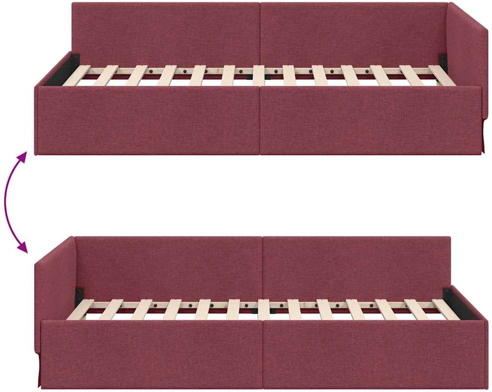 Lova Kampinė lovos konstrukcija Vyno raudona 90 cm x 200 cm audinys