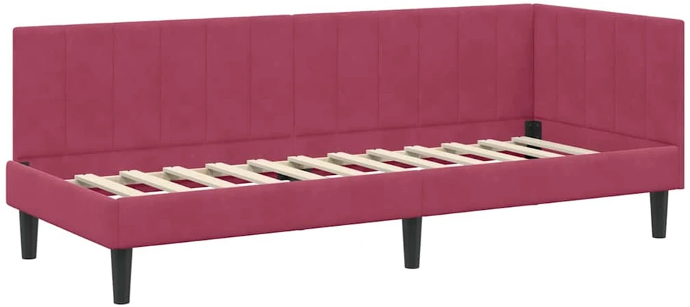 Lova Kampinė lovos konstrukcija Vyno raudona 80 cm x 200 cm Aksomas