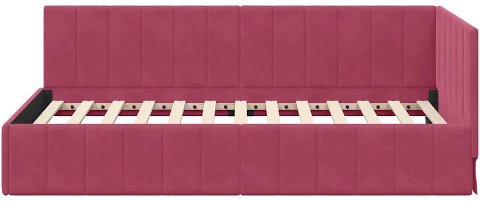 Lova Kampinė lovos konstrukcija Vyno raudona 90 cm x 190 cm Aksomas