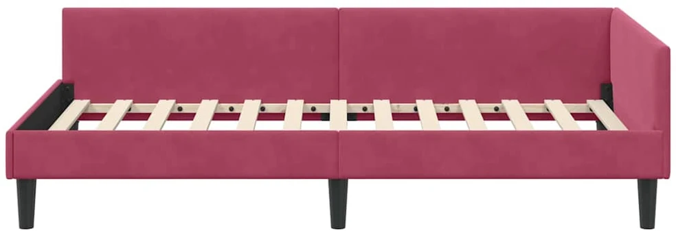 Lova Kampinė lovos konstrukcija Vyno raudona 90 cm x 200 cm Aksomas