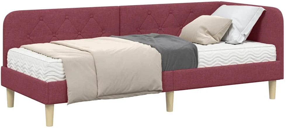 Lova Kampinė lovos konstrukcija Vyno raudona 80 x 200 cm audinys