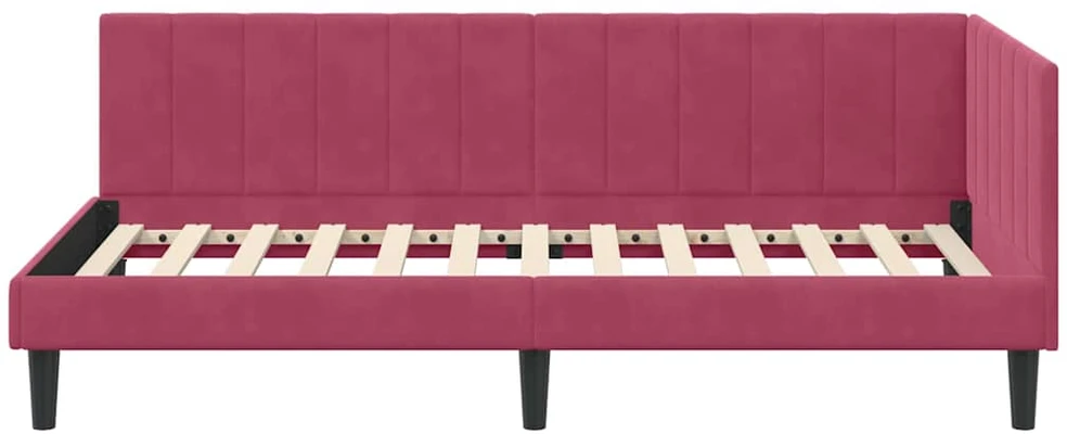 Lova Kampinė lovos konstrukcija Vyno raudona 90 cm x 200 cm Aksomas