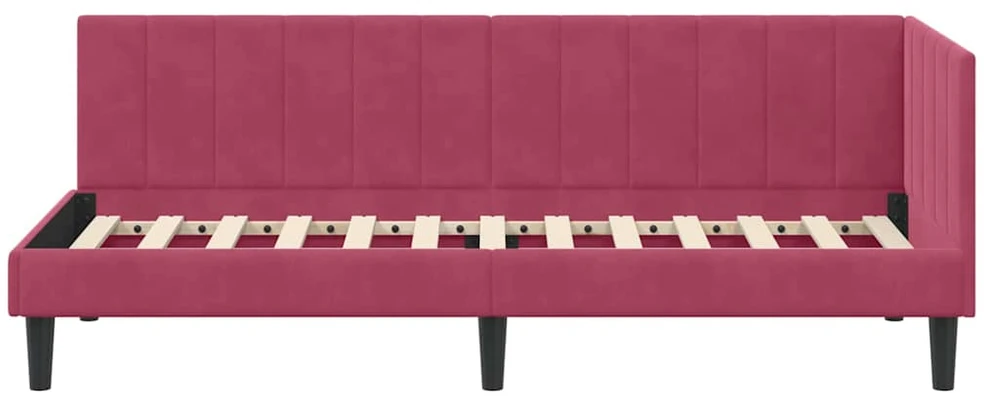 Lova Kampinė lovos konstrukcija Vyno raudona 80 cm x 200 cm Aksomas