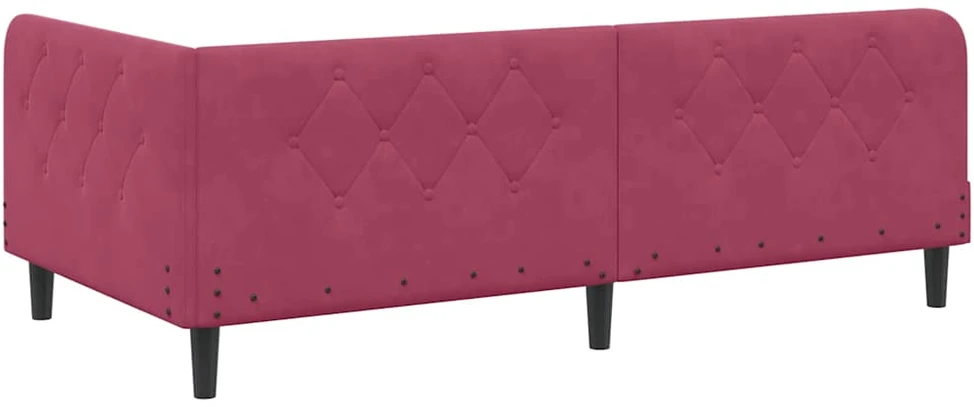 Lova Kampinė lovos konstrukcija Vyno raudona 90 x 190 cm Aksomas