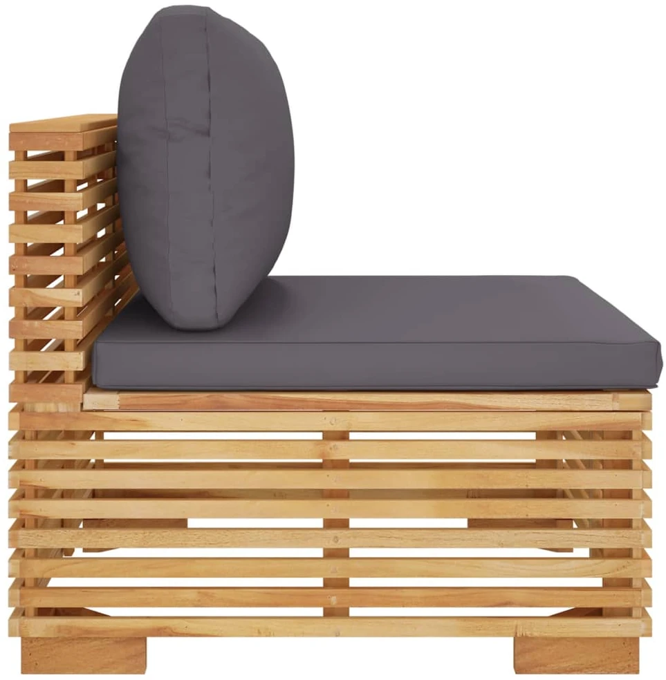 Kampinė sodo sofa su antracito pagalvėlėmis, pušies masyvas
