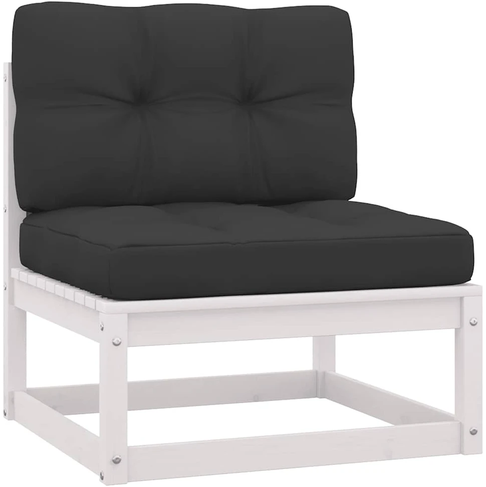 Kampinė sodo sofa su antracito pagalvėlėmis, pušies masyvas