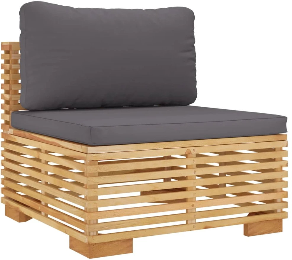Kampinė sodo sofa su antracito pagalvėlėmis, pušies masyvas