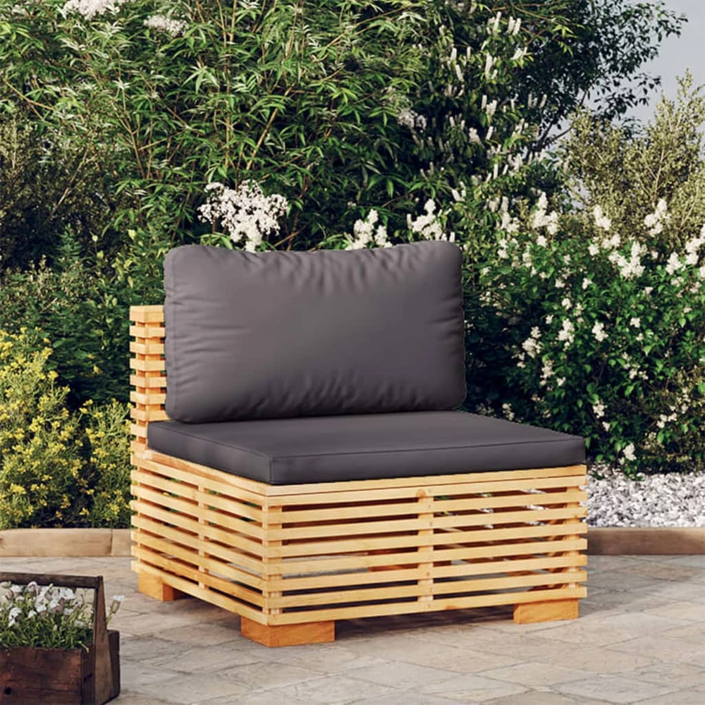 Kampinė sodo sofa su antracito pagalvėlėmis, pušies masyvas