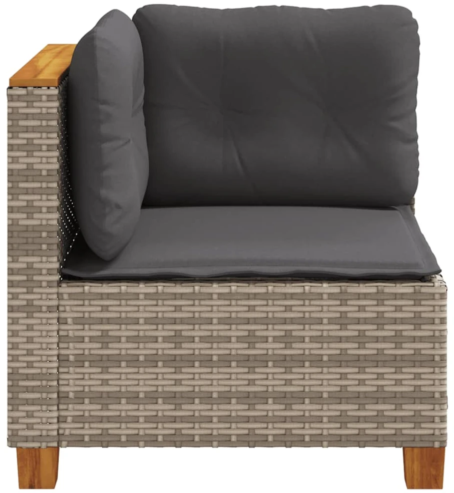 Kampinė sodo sofos dalis su pagalvėlėmis, pilka, poliratanas