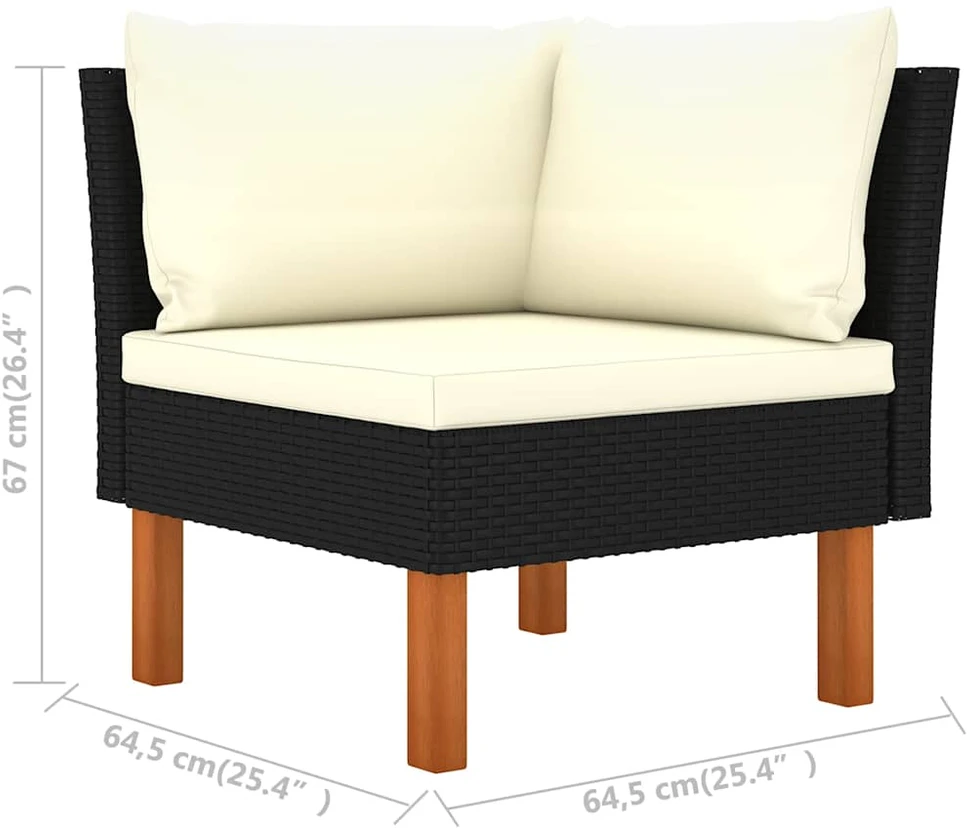 Kampinė sofa, poliratanas ir eukalipto medienos masyvas