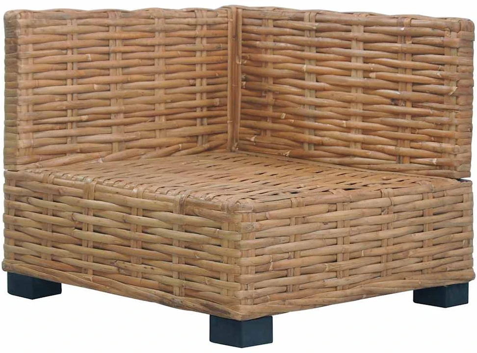Kampinė sofa su pagalvėlėmis, natūralus ratanas
