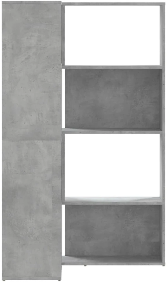 Kampinė spinta, 4 aukštų, pilkos betono, 85x85x140cm, mediena