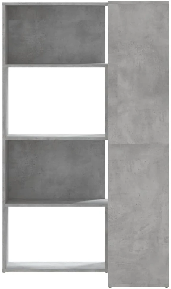 Kampinė spinta, 4 aukštų, pilkos betono, 85x85x140cm, mediena