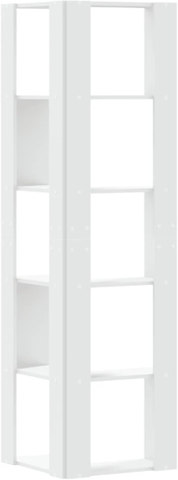 Kampinė spinta, 5 aukštų, baltos, 50x50x179cm, mediena