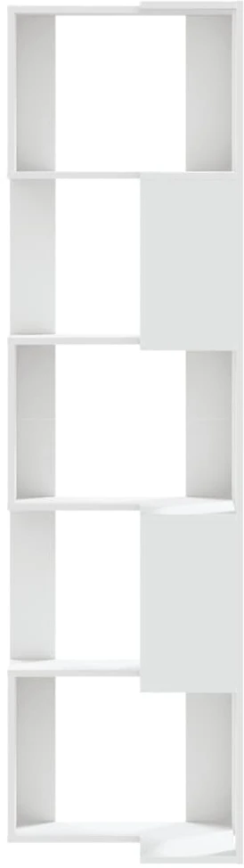 Kampinė spinta, 5 aukštų, baltos, 50x50x179cm, mediena