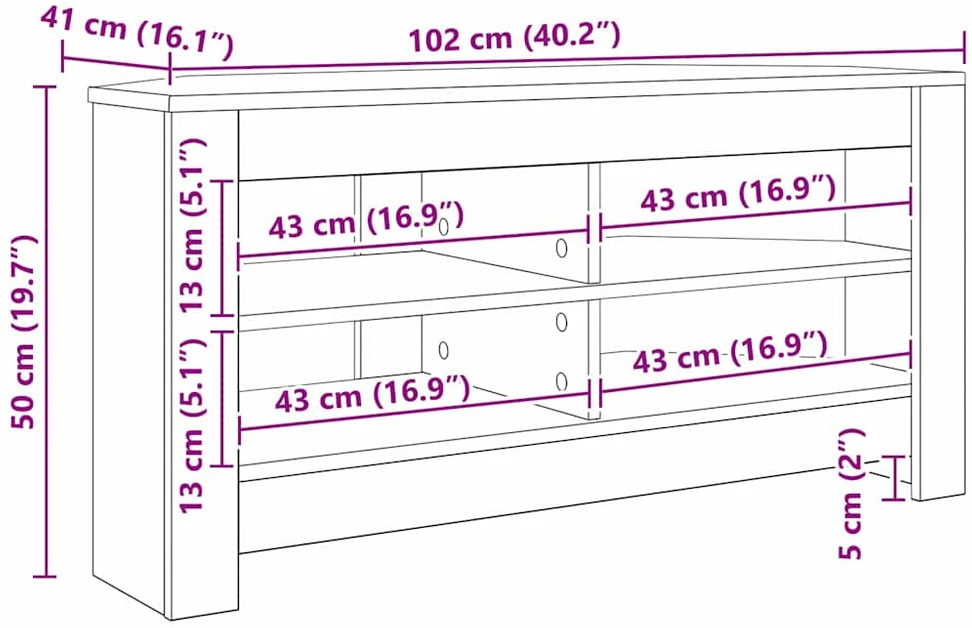 TV staliukas KampinėTVspintelė 102 x 41 x 50 cm Betono pilka