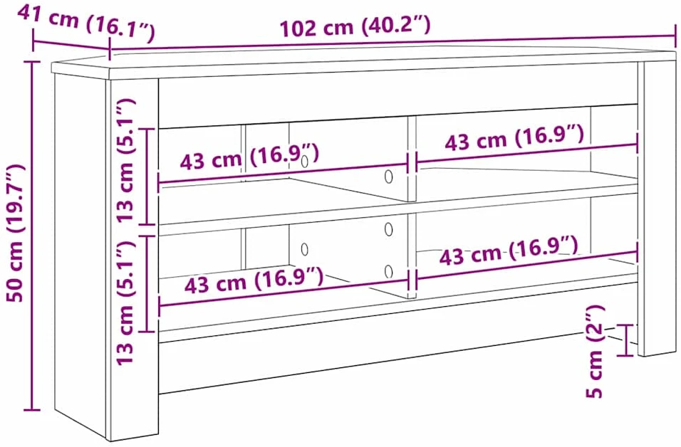 TV staliukas KampinėTVspintelė 102 x 40,5 x 45 cm Sonoma ąžuolas