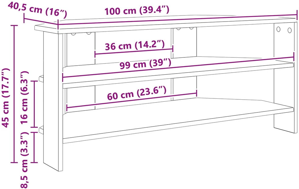 TV staliukas KampinėTVspintelė 102x40,5x45cm Juoda Apdirbta mediena