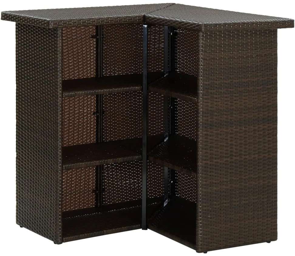 Kampinis baro staliukas, rudas, 100x50x105cm, poliratanas