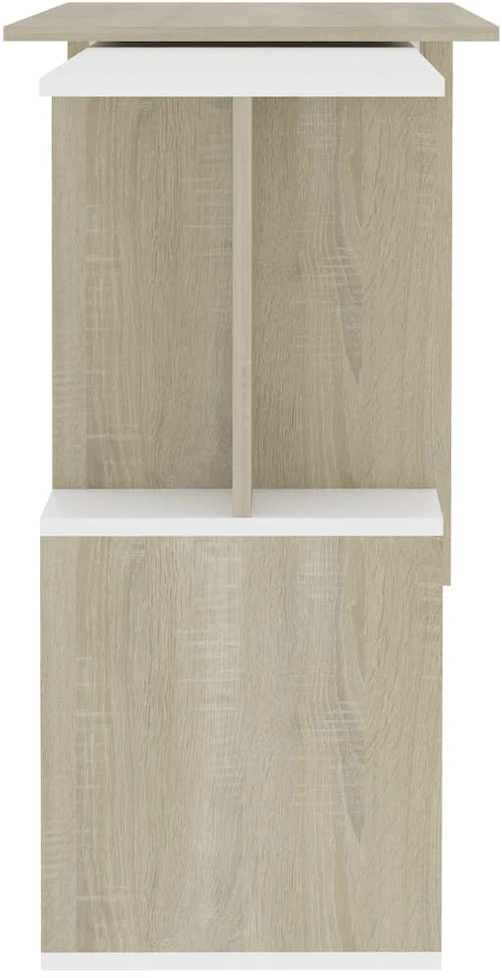Kampinis rašomasis stalas, baltas/ąžuolo, 200x50x76cm, mediena