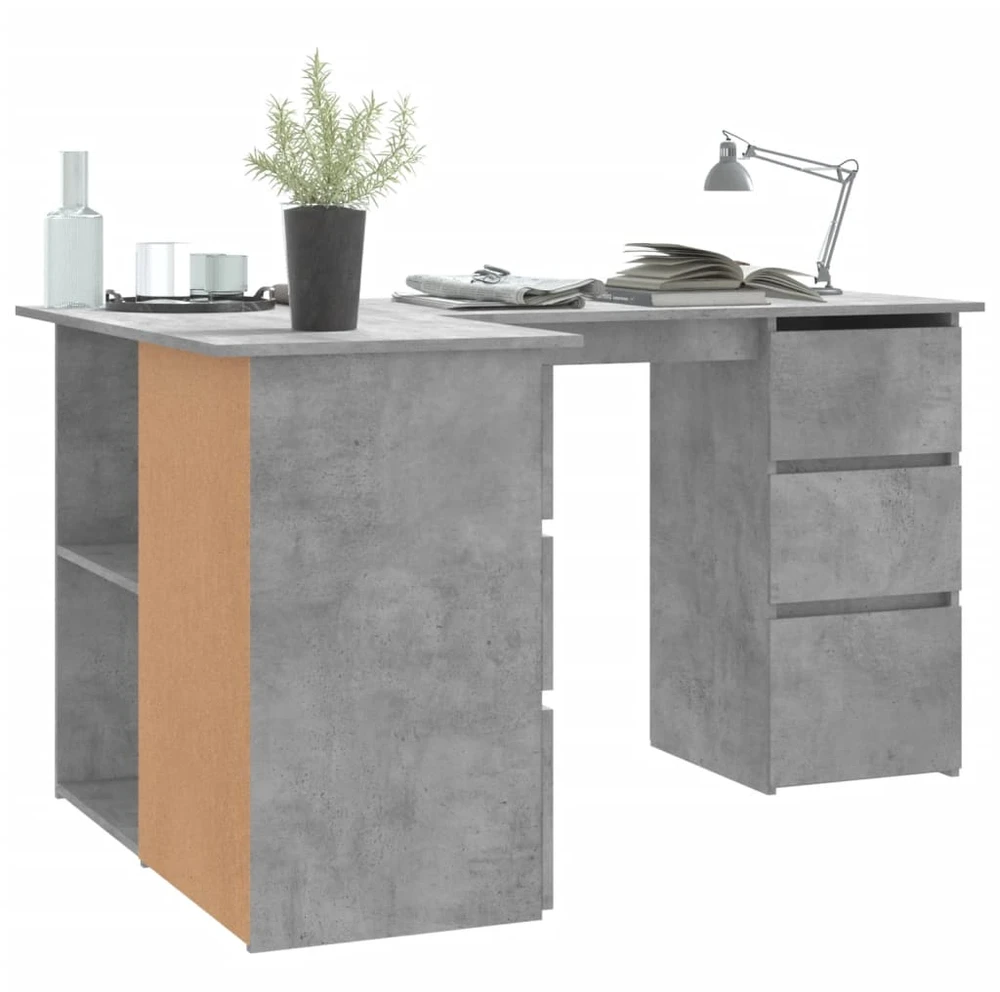 Kampinis rašomasis stalas, betono, 145x100x76cm, mediena