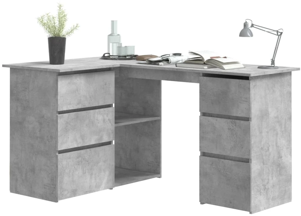 Kampinis rašomasis stalas, betono, 145x100x76cm, mediena