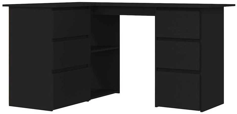 Kampinis rašomasis stalas, juodas, 145x100x76cm, mediena