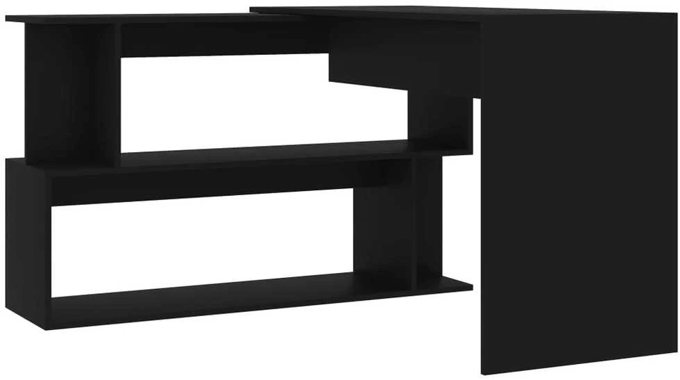 Kampinis rašomasis stalas, juodas, 200x50x76cm, mediena