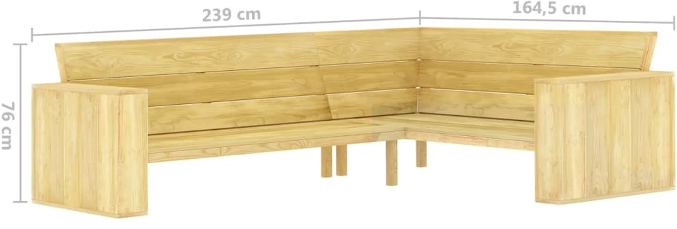 Kampinis sodo suoliukas, 239cm, impregnuota pušies mediena