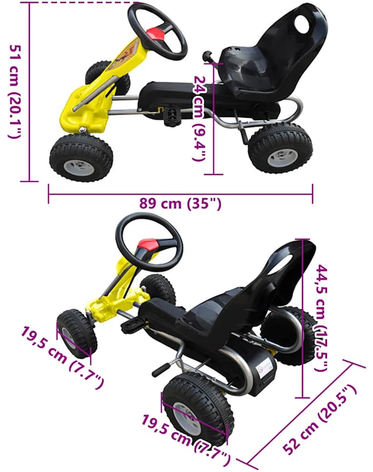 Kartingas, minamas pedalais, geltonas