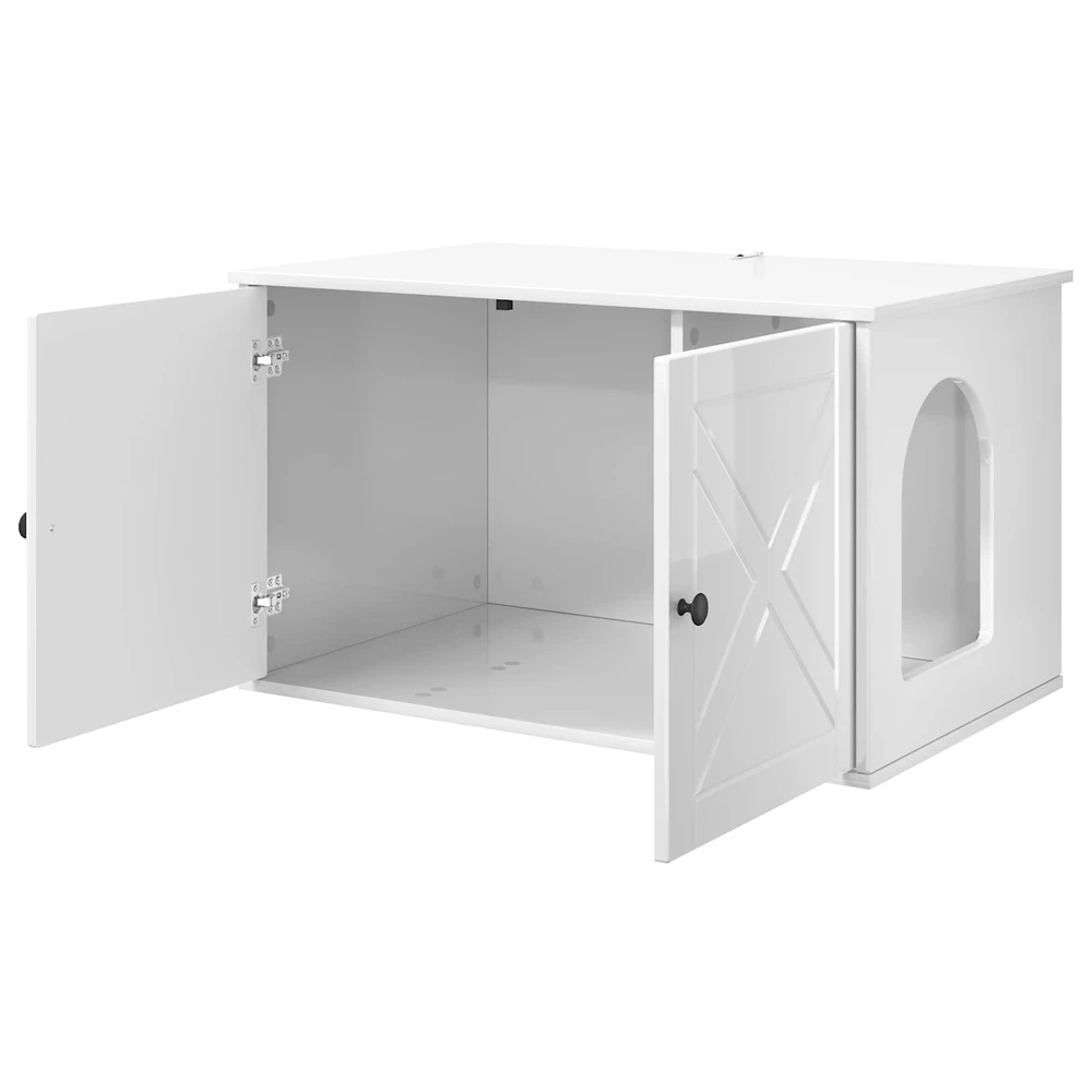 Katės namelis Blizgus baltas 85 x 55 x 50,5 cm Apdirbta mediena
