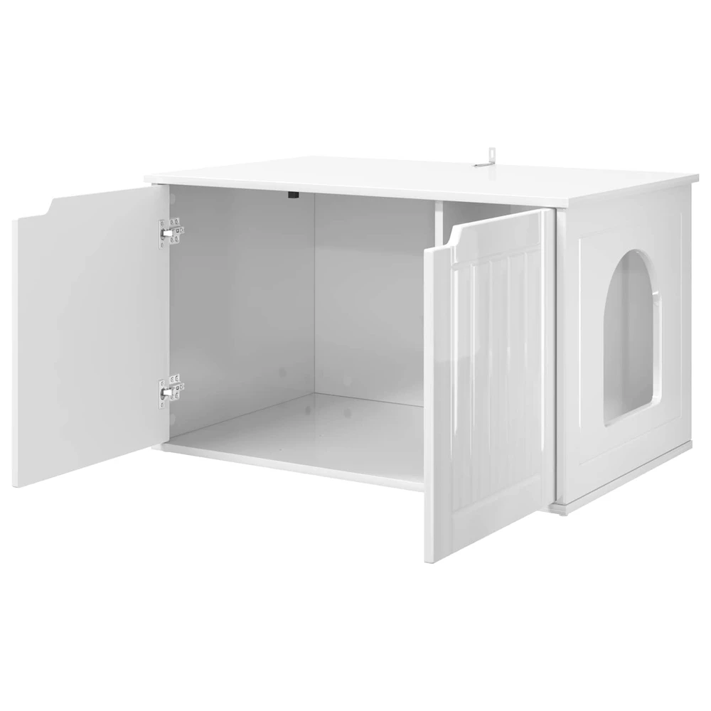Katės namelis Blizgus baltas 85 x 55 x 50,5 cm Apdirbta mediena