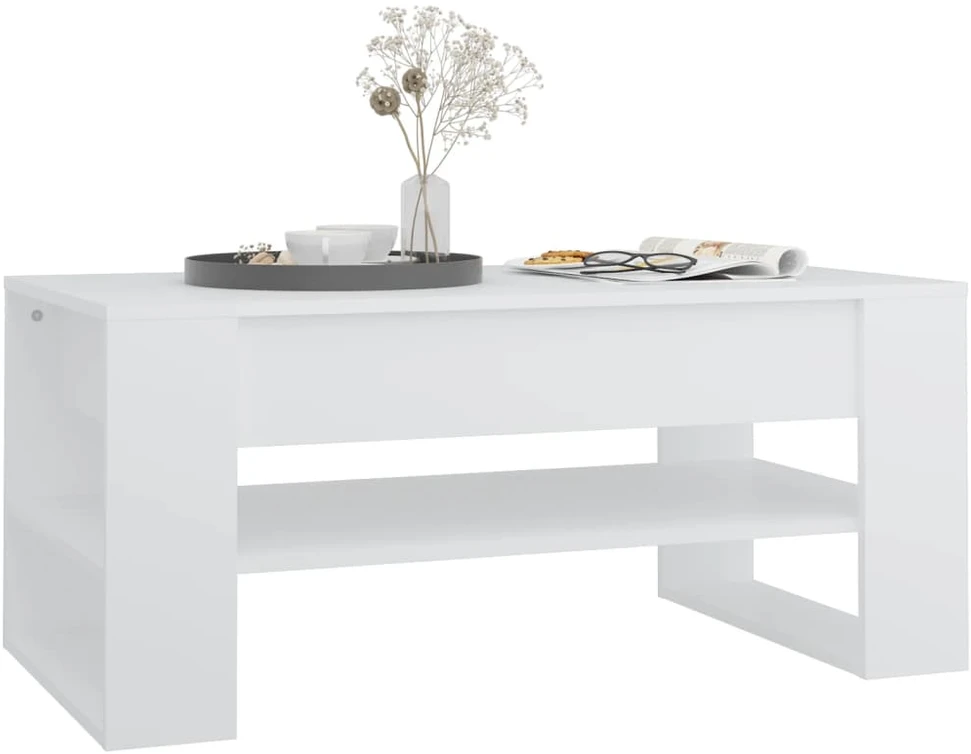 Kavos staliukas, baltas, 102x55x45cm, apdirbta mediena