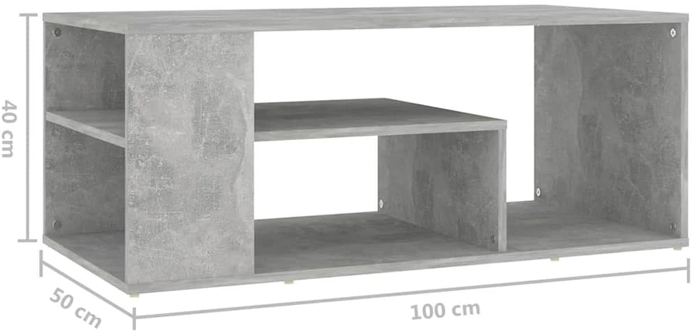 Kavos staliukas, betono pilkas, 100x50x40cm, apdirbta mediena