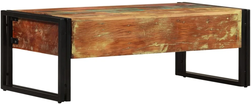 Kavos staliukas su 3 stalčiais, perdirbta mediena, 100x50x35 cm
